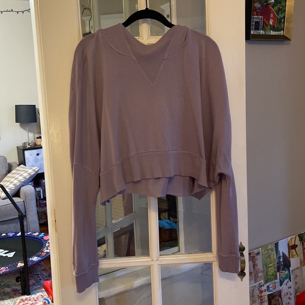 Free People big hooded crop jersey hoodie